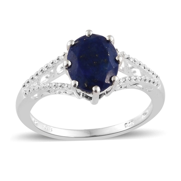 Lapis Lazuli Sterling Silver Split Shank Ring - Picture 2 of 6
